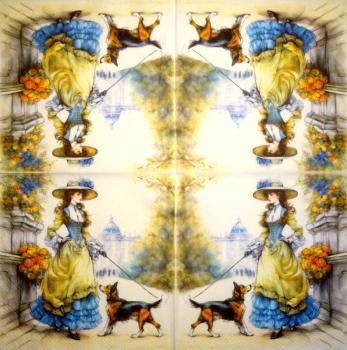 147 Jahrhundert - 1-lagig / Wellenrand - 15.5x16cm